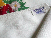 Startex Floral Red Poppies Vintage Tablecloth 47x52