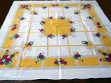 Startex Floral Red Poppies Vintage Tablecloth 47x52