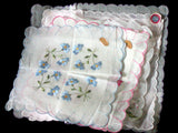 Deadstock Collection Embroidered Vintage Handkerchiefs Made in Switzerland
