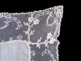 Tambour Lace Vintage Wedding Handkerchief Linen