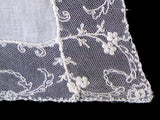 Tambour Lace Vintage Wedding Handkerchief Linen