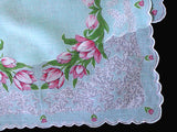 Tulip Wreath Vintage Handkerchief New Old Stock