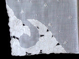 Burmel Original White Madeira Roses Vintage Handkerchief