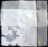 Burmel Original White Madeira Roses Vintage Handkerchief