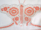 c1930 Vintage Pair Cotton Pillowcases, Tatted Butterflies Unused