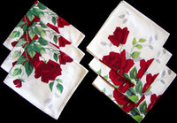 Red Rose Vintage Wilendur Napkins, Set of 6