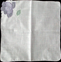 Lavender Organdy Flower Vintage Handkerchief, Madeira Portugal