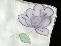 Lavender Organdy Flower Vintage Handkerchief, Madeira Portugal