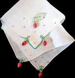 Dangling Rosebud Appliques Vintage Handkerchief Madeira Portugal