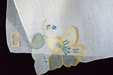 Madeira 3D Organdy Yellow Floral Applique Vintage Handkerchief