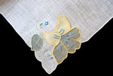 Madeira 3D Organdy Yellow Floral Applique Vintage Handkerchief