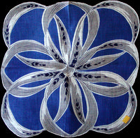 Giant Bow on Blue Vintage Linen Handkerchief, Kimball