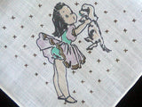 Ballerina With Her Puppy Vintage Handkerchief