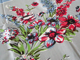 Summer Flower Bouquets Vintage Tablecloth 48x50