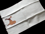 Brown Poodle Applique Vintage Madeira Linen Guest Towel