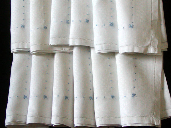 Fleur-de-lis, Clover Damask Linen Napkins Vintage Set of 12