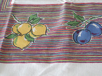 Colorful Fruit and Stripes Startex Vintage Tablecloth 50x50