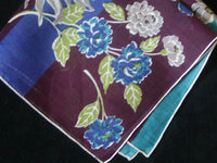 Dark Dahlias Vintage Handkerchief Hand Rolled Edges