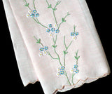 Pink Madeira Embroidered Linen Vintage Guest Towel