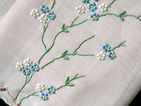 Pink Madeira Embroidered Linen Vintage Guest Towel