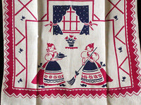 Dutch Maids Housekeeping Chores Vintage Kitchen Towel, Tea Towel