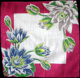 July Flower of the Month Water Lily Vintage Handkerchief, Kimball