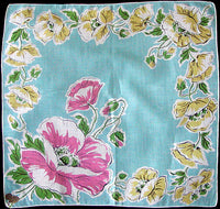August Flower of the Month Poppy Vintage Handkerchief, Kimball