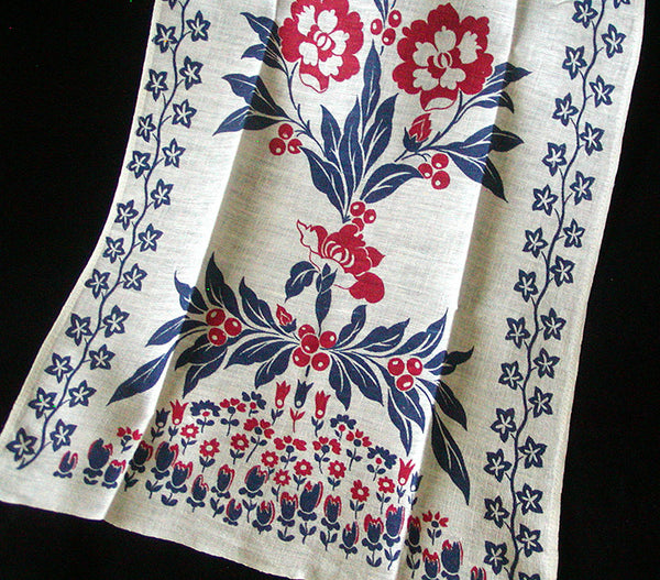 Art Nouveau Floral Vintage Kitchen Towel, Tea Towel