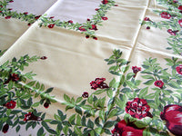 Pomegranates Vintage Fruit & Floral Tablecloth Unused 52x52