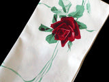 American Beauty Wilendur Red Rose Vintage Kitchen Towel New Old Stock