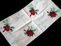 American Beauty Wilendur Red Rose Vintage Kitchen Towel New Old Stock