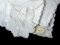 Anice Embroidery Vintage Trembler Handkerchief White Wedding Madeira
