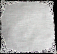 Applique White Lace Border Corners Vintage Wedding Handkerchief