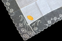 Art Nouveau Floral Lace Vintage White Wedding Handkerchief