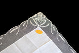 Narcissus Floral Lace Border Vintage White Wedding Handkerchief