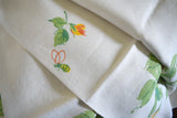 American Beauty Roses w Bees Vintage Linen Tablecloth 50x50