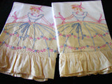 PR Southern Belle Embroidered Vintage Pillowcases Yellow Ruffle