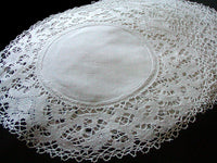 Set of 6 Vintage Linen & Lace Round Doilies, 10 Inches