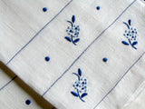 Blue & White Vintage Madeira Linen Guest Towels, Pair