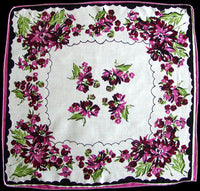 Black Border Floral Vintage Handkerchief