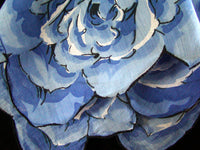 Blue Cabbage Roses Flower Shaped Vintage Handkerchief