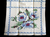 Big Blue Poppies Vintage Wilendur Tea Towel Kitchen Dishtowel