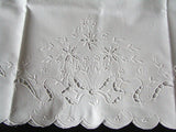 Madeira Embroidered Vintage Pillowcases White Cutwork Bow, Pair