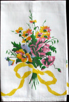 Bows & Pansies Vintage Tea Towel, Yellow