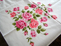 Broderie Pink & Coral Roses Vintage Tablecloth 52x70 Unused MWT