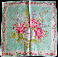 Floral Pastels Vintage Handkerchief, Burmel Original Irish Linen
