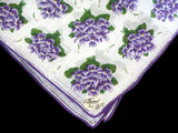 Violets Irish Linen Vintage Handkerchief, Burmel Original