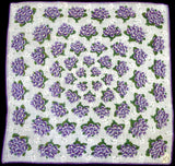 Violets Irish Linen Vintage Handkerchief, Burmel Original