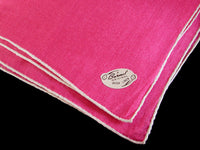 Burmel Hand Rolled Vintage Irish Linen Handkerchief, Hot Pink
