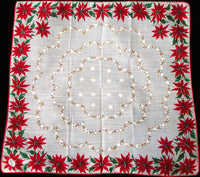 Burmel Orig Red Christmas Poinsettias Vintage Handkerchief